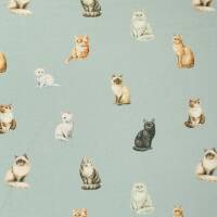 Baumwollstoff Katzen, rauchblau