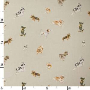 Baumwollstoff Hunde, grau