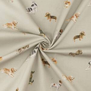 Baumwollstoff Hunde, grau