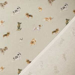 Baumwollstoff Hunde, grau