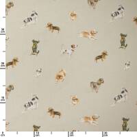 Baumwollstoff Hunde, grau