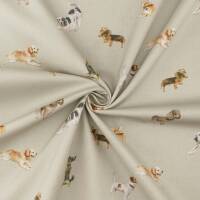 Baumwollstoff Hunde, grau