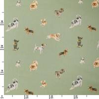 Baumwollstoff Hunde, salbei