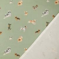 Baumwollstoff Hunde, salbei