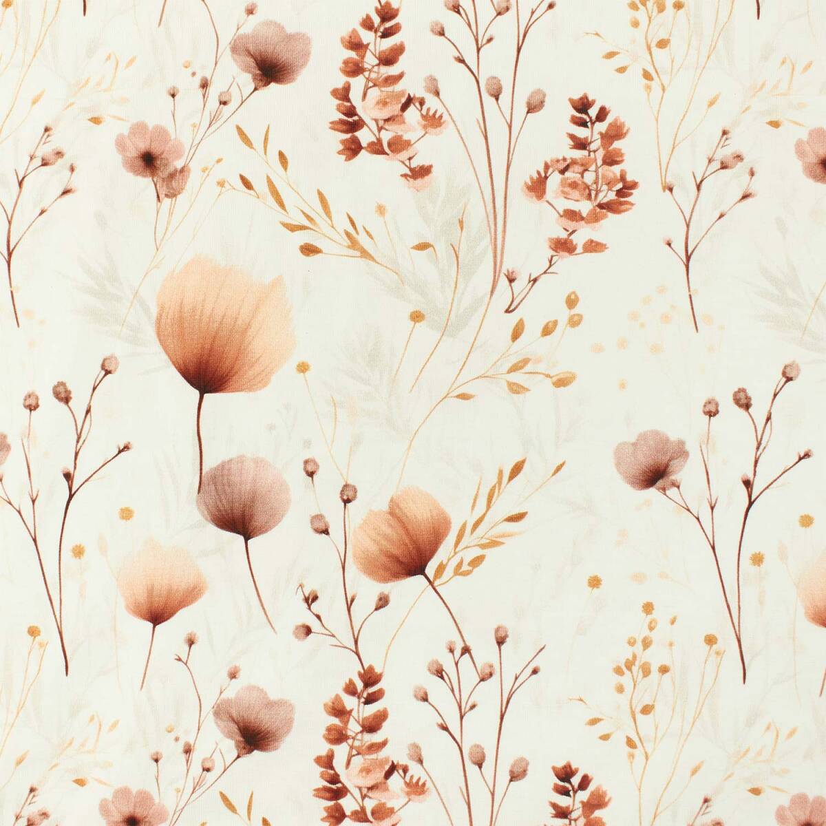 Jersey Stoff Trockenblumen, naturwei&szl box