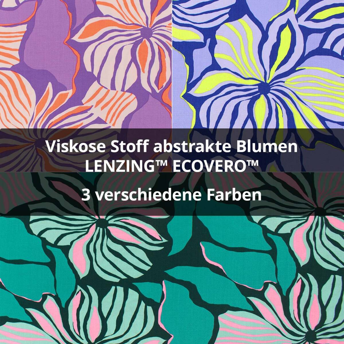 Viskose Stoff abstrakte Blumen, LENZING™ ECOVERO&trade