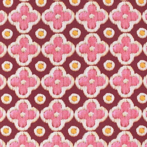 Canvas Stoff siebziger Jahre Blumen, bordeaux/pink