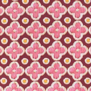 Canvas Stoff siebziger Jahre Blumen, bordeaux/pink