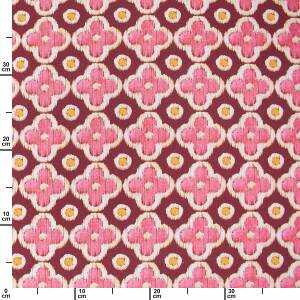 Canvas Stoff siebziger Jahre Blumen, bordeaux/pink