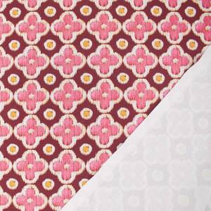 Canvas Stoff siebziger Jahre Blumen, bordeaux/pink