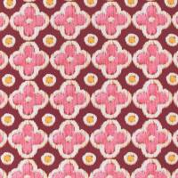 Canvas Stoff siebziger Jahre Blumen, bordeaux/pink