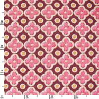 Canvas Stoff siebziger Jahre Blumen, bordeaux/pink