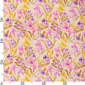 Viskose Stoff Blumen Aquarelllook, LENZING™ ECOVERO™, mehrfarbig