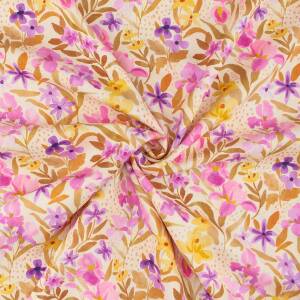 Viskose Stoff Blumen Aquarelllook, LENZING™ ECOVERO™, mehrfarbig