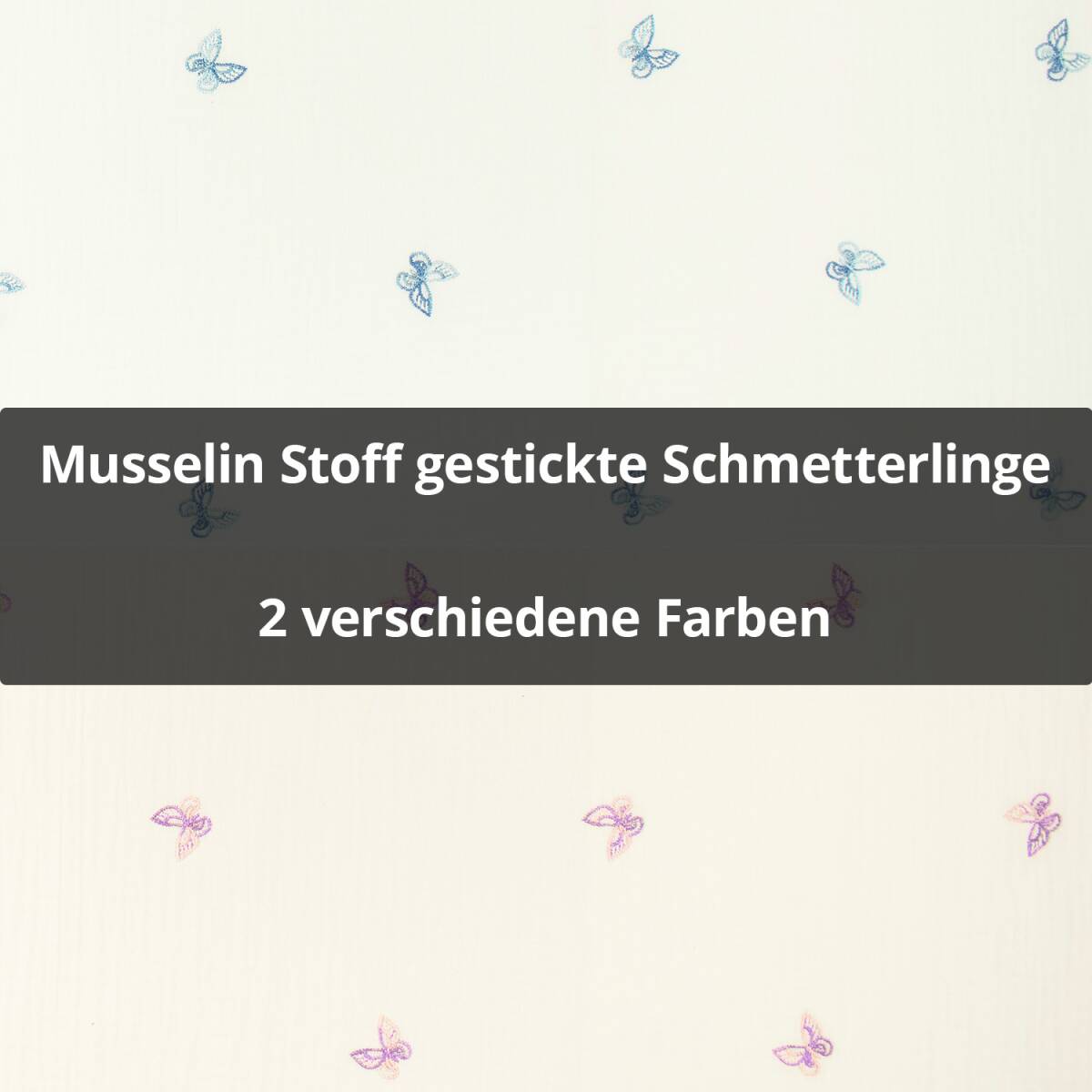 Musselin Stoff gestickte Schmetterlinge, Double Gauze