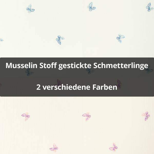 Musselin Stoff gestickte Schmetterlinge, Double Gauze