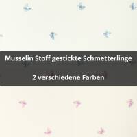 Musselin Stoff gestickte Schmetterlinge, Double Gauze