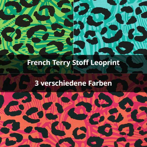 French Terry Stoff Leoprint, ungeraut