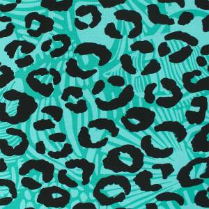 French Stoff Terry Leoprint, ungeraut, petrol/türkis