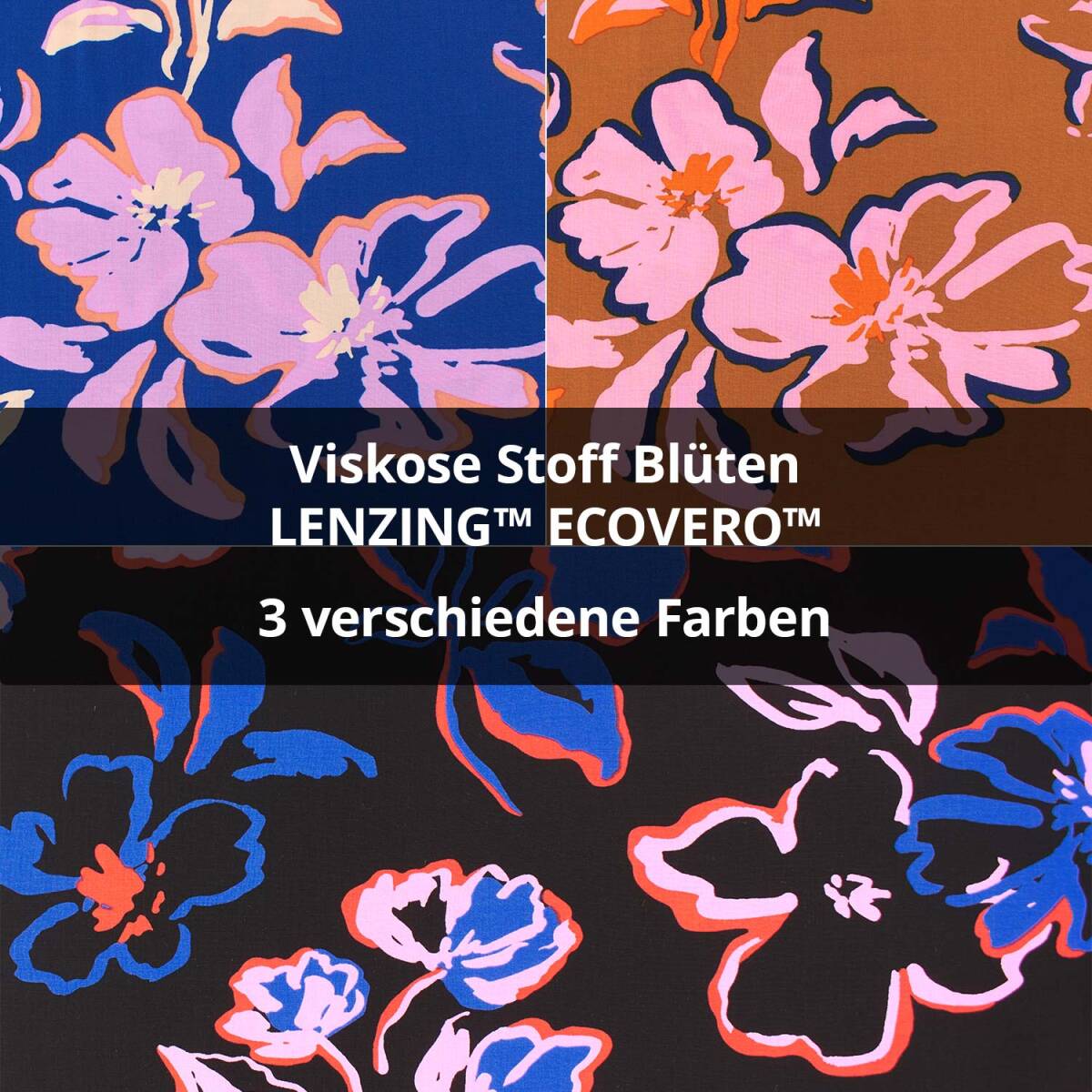 Viskose Stoff Blüten, LENZING™ ECOVERO™