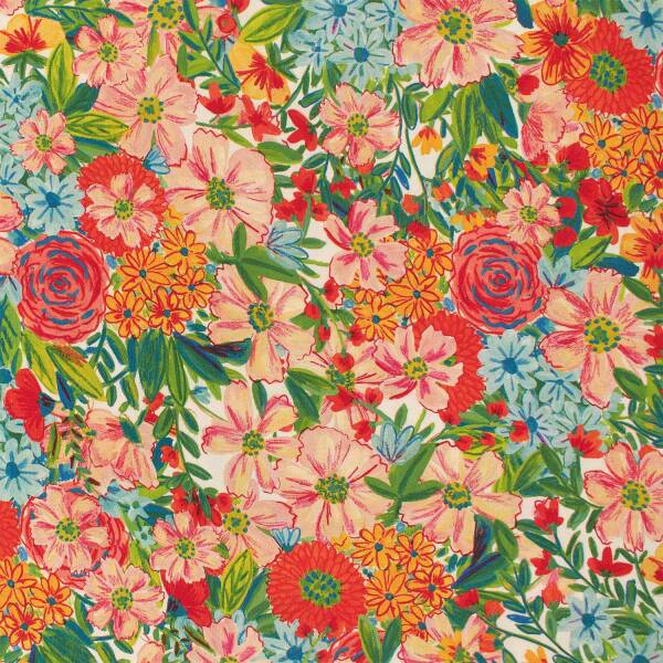 Viskose Stoff gemalte Blumen, LENZING™ ECOVERO™, mehrfarbig