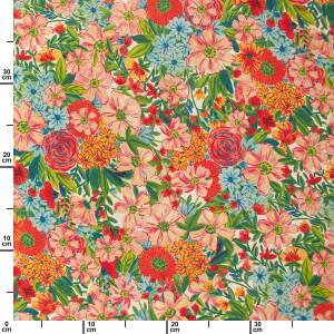Viskose Stoff gemalte Blumen, LENZING™ ECOVERO™, mehrfarbig