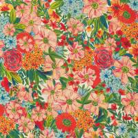 Viskose Stoff gemalte Blumen, LENZING™ ECOVERO™, mehrfarbig
