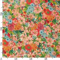 Viskose Stoff gemalte Blumen, LENZING™ ECOVERO™, mehrfarbig