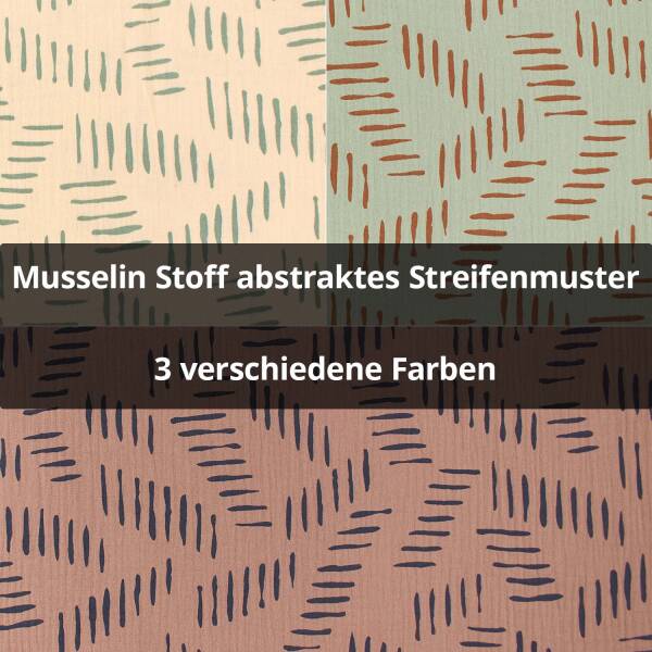 Musselin Stoff abstraktes Streifenmuster, Double Gauze
