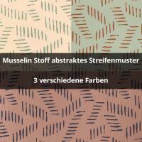Musselin Stoff abstraktes Streifenmuster, Double Gauze