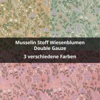 Musselin Stoff Wiesenblumen, Double Gauze