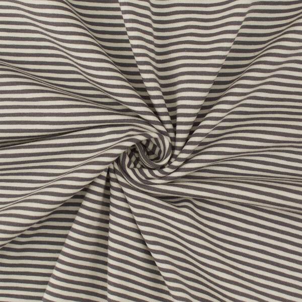 Jersey Stoff gestreift, 2,5mm, anthrazit/hellgrau