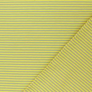 Jersey Stoff gestreift, 2,5mm, neongelb/grau