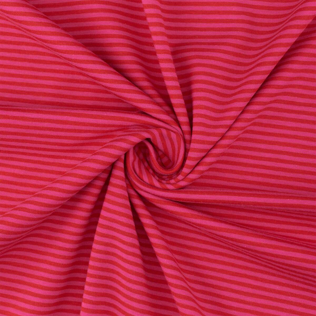 Jersey Stoff gestreift, 2,5mm, pink/rot box