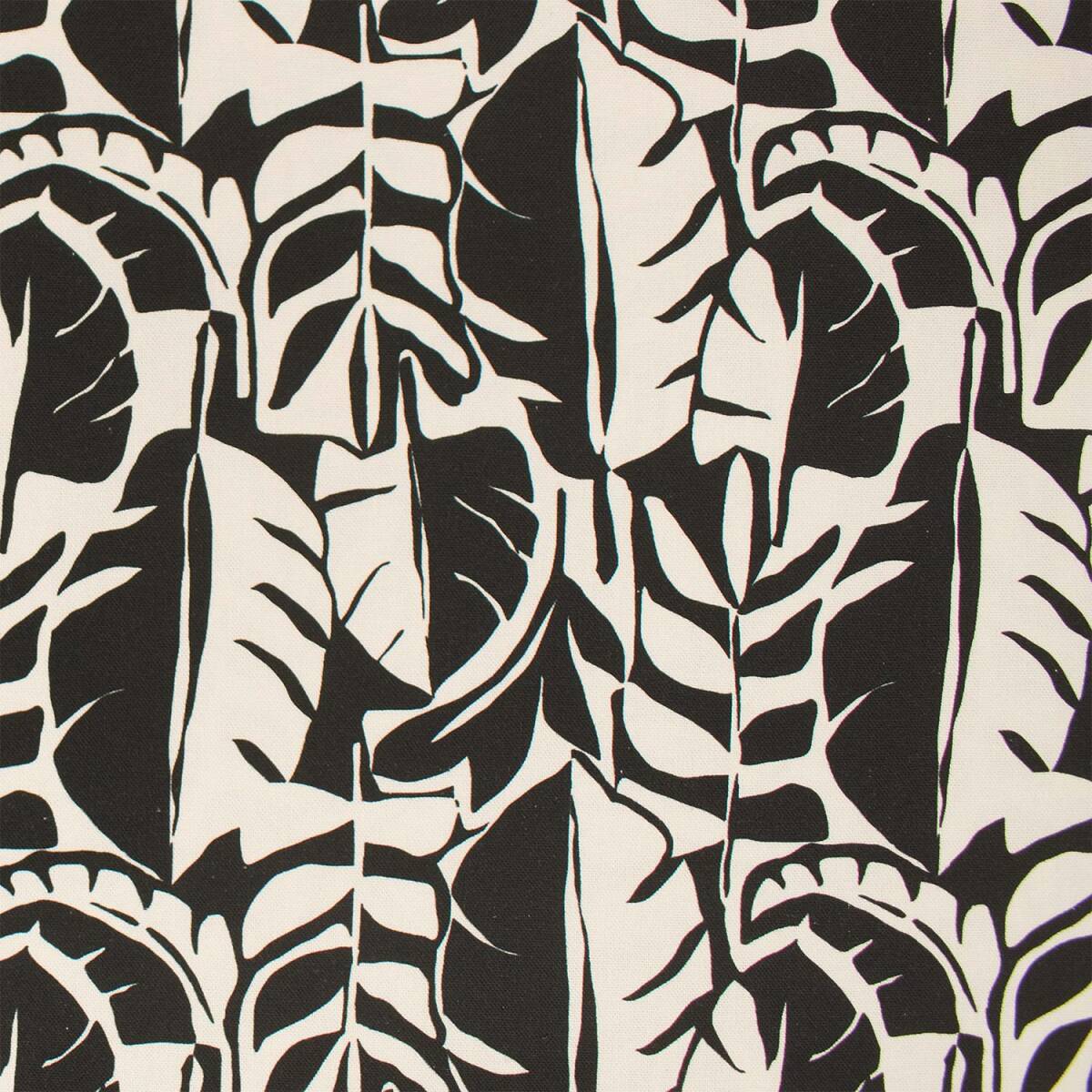 Canvas Stoff abstrakte Blätter, schwarz/naturweiß