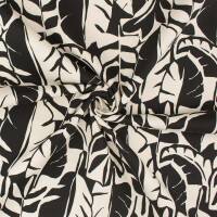 Canvas Stoff abstrakte Blätter, schwarz/naturweiß