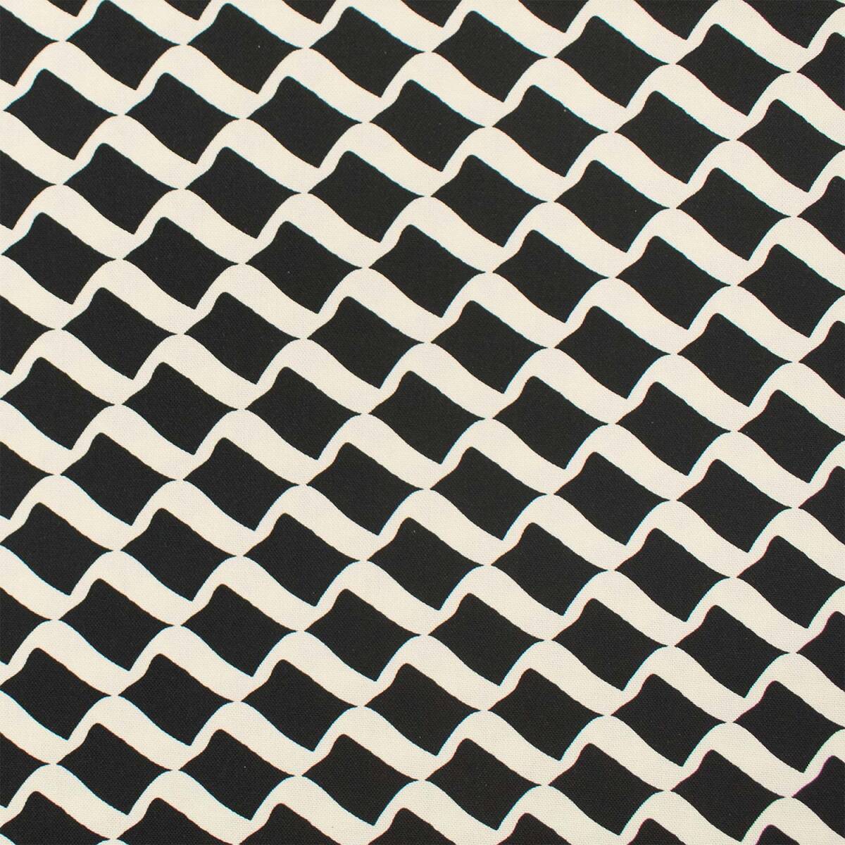 Canvas Stoff abstrakte Wellen, schwarz/naturweiß