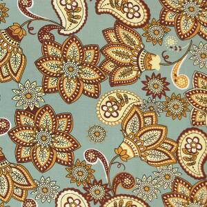 Viskose Stoff Paisley Blumen, dunkelmint