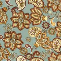 Viskose Stoff Paisley Blumen, dunkelmint