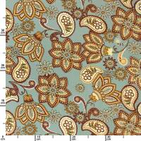 Viskose Stoff Paisley Blumen, dunkelmint