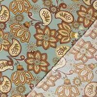 Viskose Stoff Paisley Blumen, dunkelmint