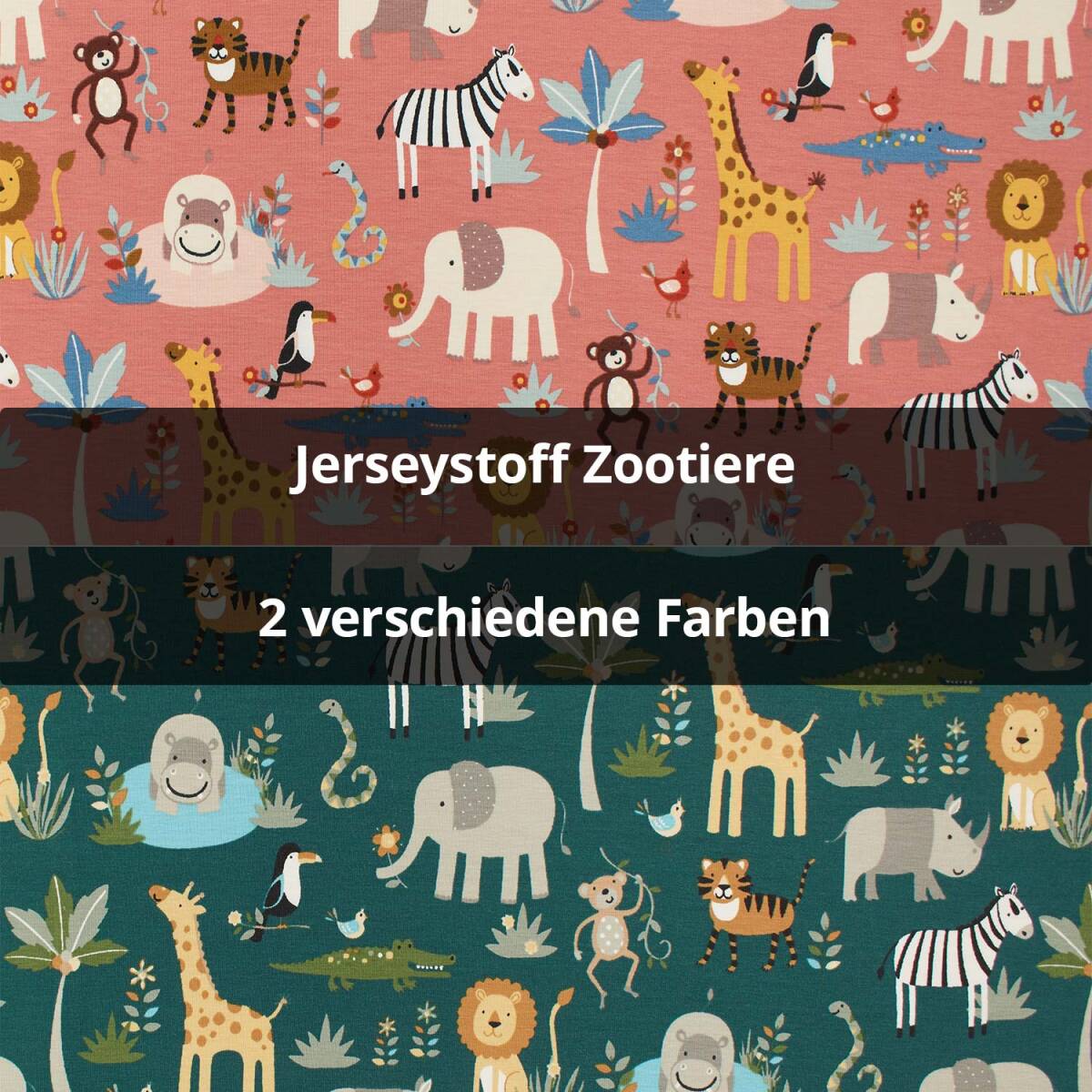 Jersey Stoff süße Zootiere box
