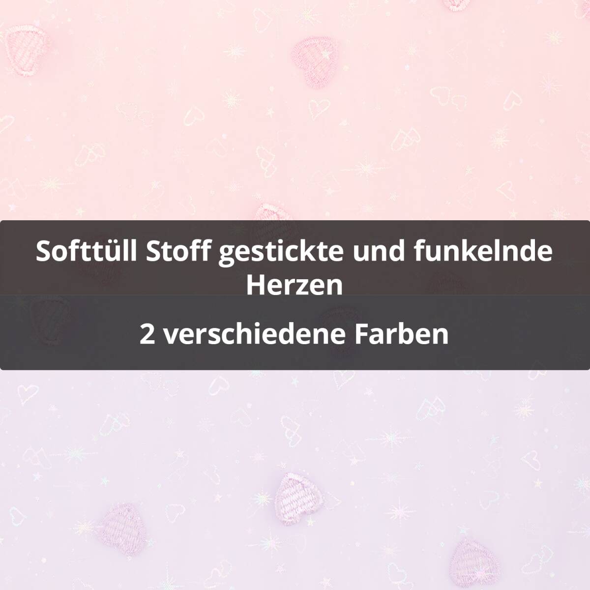 Softtüll Stoff gestickte und funkelnde Herzen