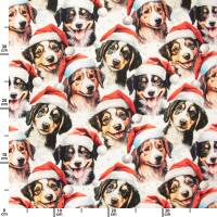 French Terry Stoff weihnachtliche Hunde, weiß