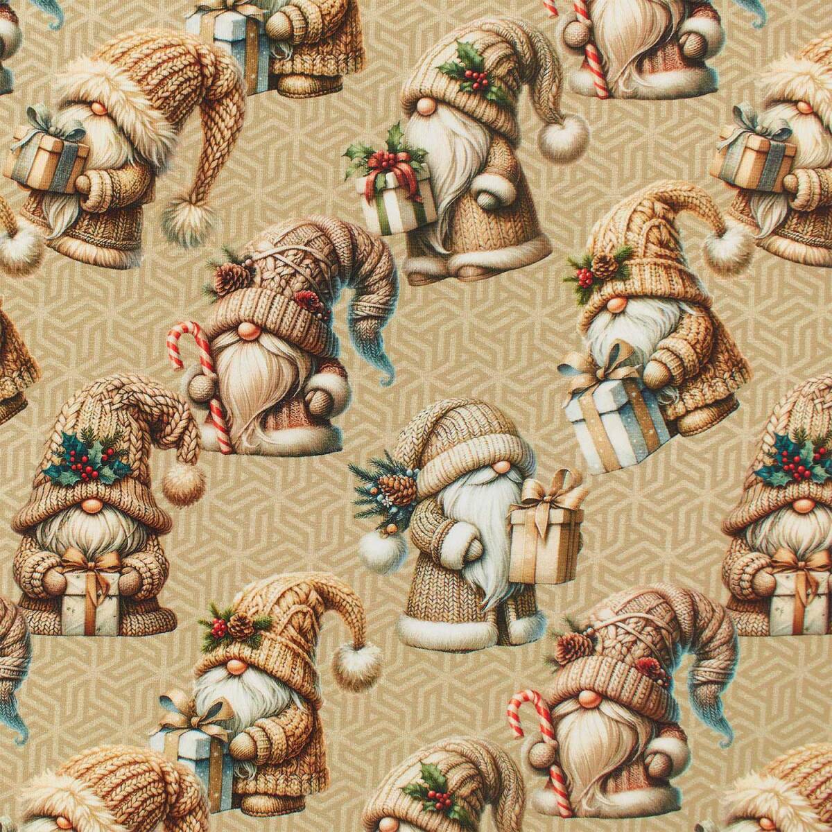 French Terry Stoff Weihnachtswichtel, sand