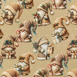 French Terry Stoff Weihnachtswichtel, sand