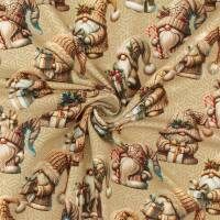 French Terry Stoff Weihnachtswichtel, sand