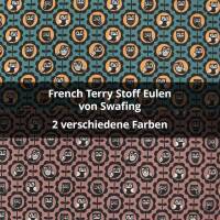 French Terry Stoff Eulen, ungeraut