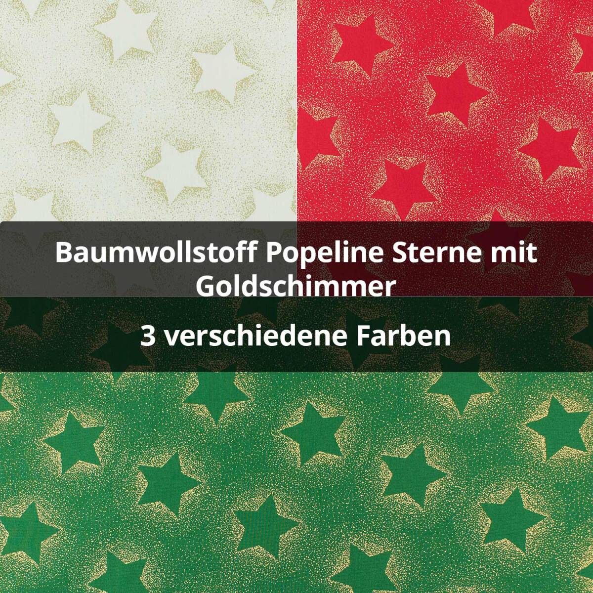 Baumwollstoff Popeline Sterne mit Goldschimmer
