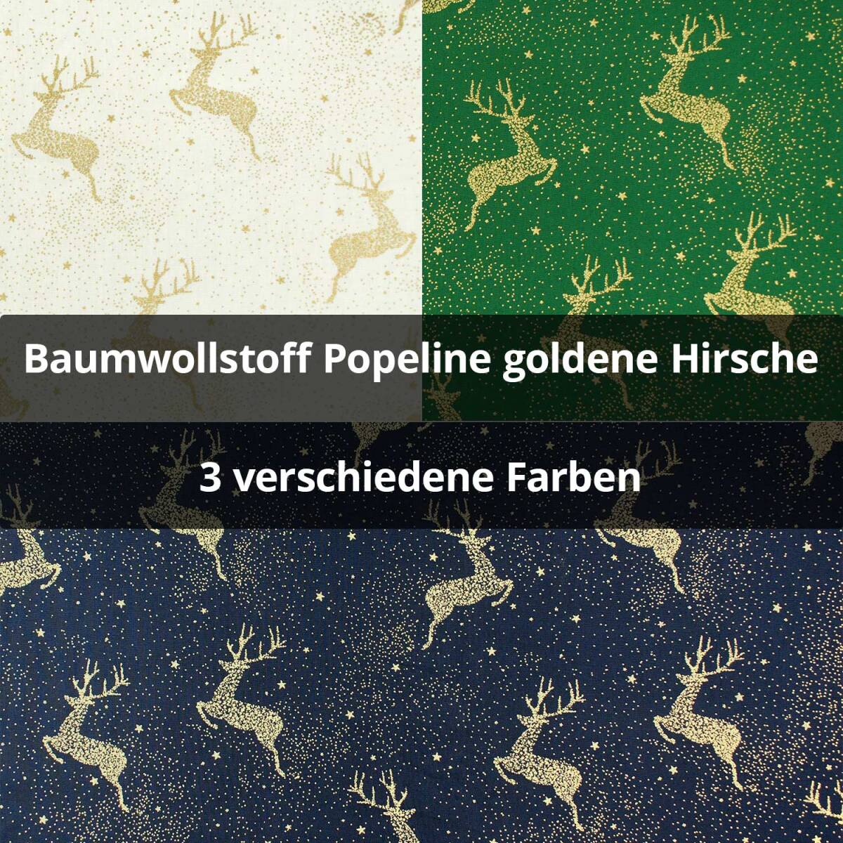 Baumwollstoff Popeline goldene Hirsche